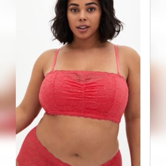Torrid Lightly Lined Lace Convertible bra Bandeau, Corral, 1x Fits Small… - Picture 6 of 9
